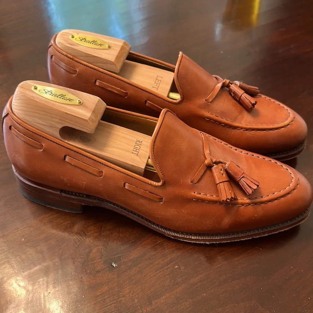 Meermin Tan Leather Tassel Loafers
